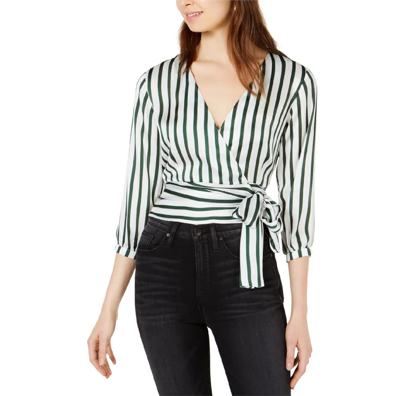 Project 28 Womens Striped Wrap Blouse Sophisticated Women's 
