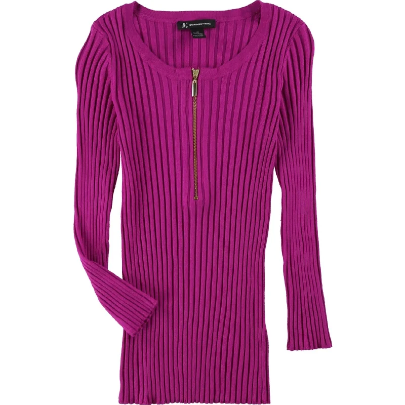 I-N-C Womens Zip Front Knit Sweater, Purple, X-Small Bold Women's Animal Print