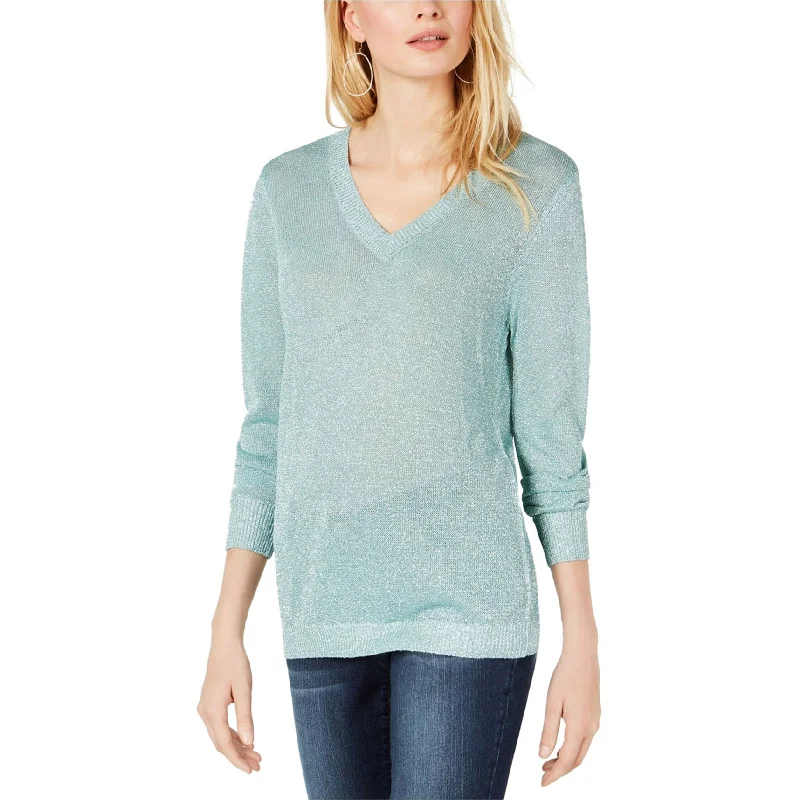 I-N-C Womens Lurex Pullover Sweater, Green, Large Sleek Women's 