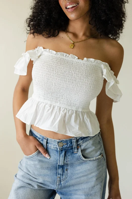 Smocked Ruffle Sleeveless Top Business