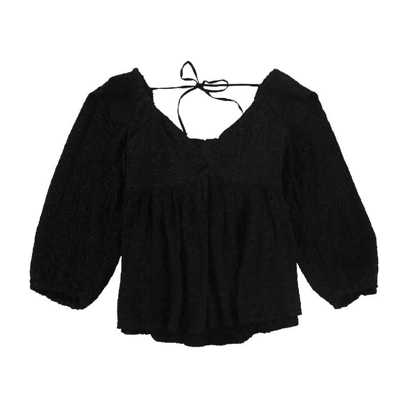 American Eagle Womens Embroidery Peplum Blouse Cozy Women's Sherpa - lined
