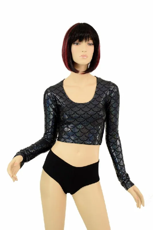 Black Dragon Long Sleeve Crop Bold Women's Animal Print