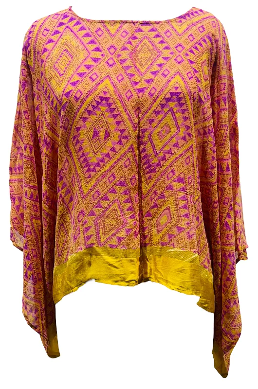 PRG5533  Sheer Avatar Pure Silk Kimono-Sleeved Top Artistic Women's Avant - 
