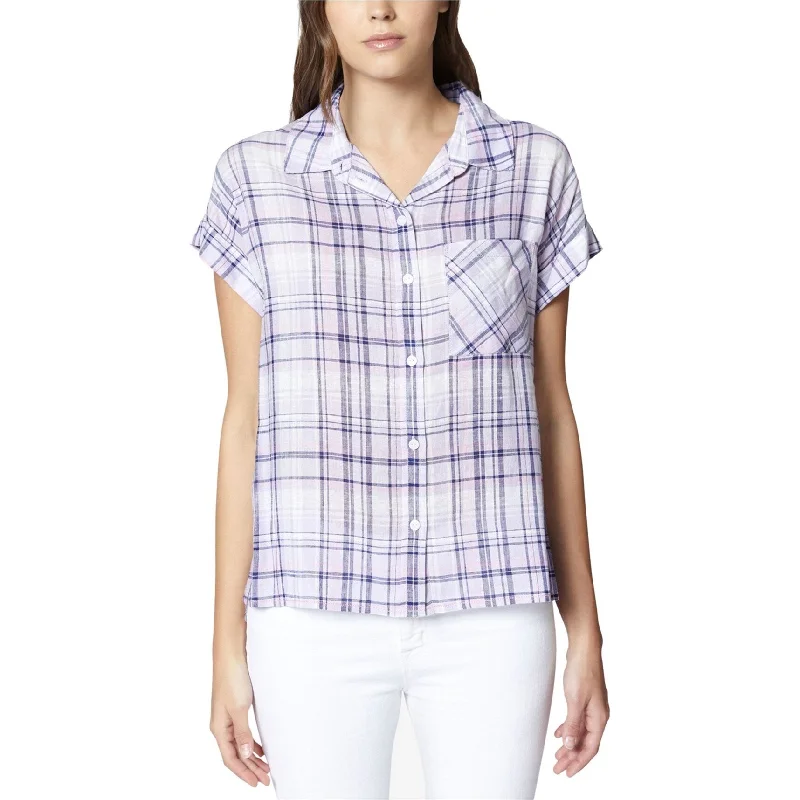 Sanctuary Clothing Womens Plaid Button Up Shirt Minimalist Women's Casual