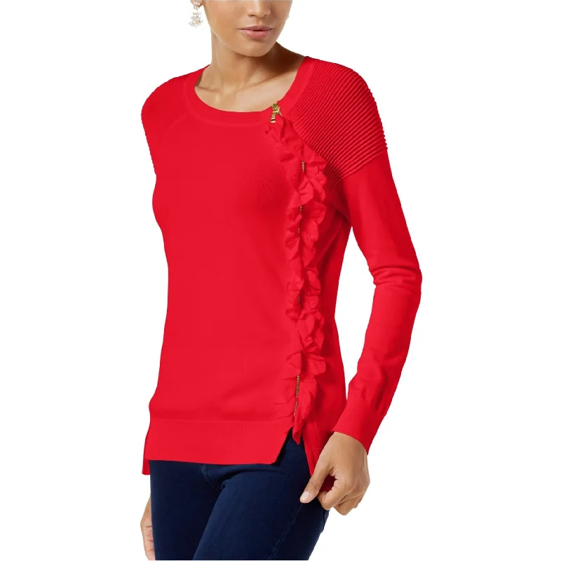 I-N-C Womens Detail Ruffle Knit Sweater Sleek Women's 