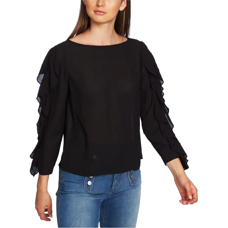 1.State Womens Ruffled Sleeve Cold Shoulder Blouse Sporty Women's Athleisure 