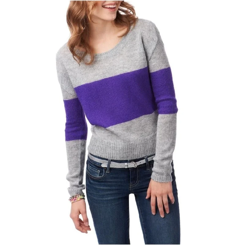 Aeropostale Womens Colorblock Boxy Crew Knit Sweater, Purple, Large Bold Women's Statement Aeropostale Womens Colorblock Boxy Crew Knit Sweater, Purple, Large Bold Women's Statement