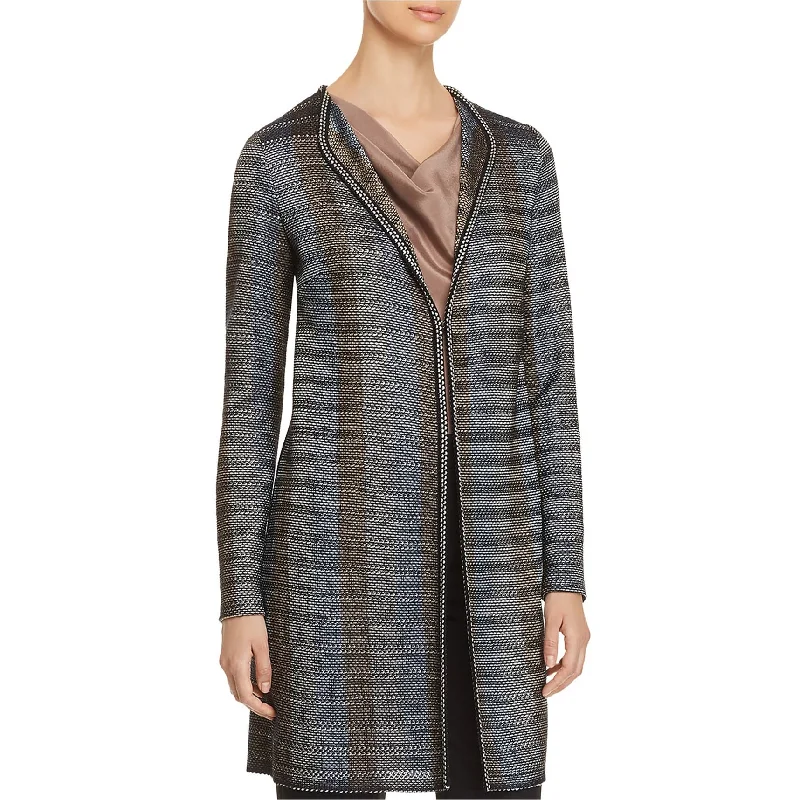 St. John Womens Ribbon Inlay Cardigan Sweater Geometric