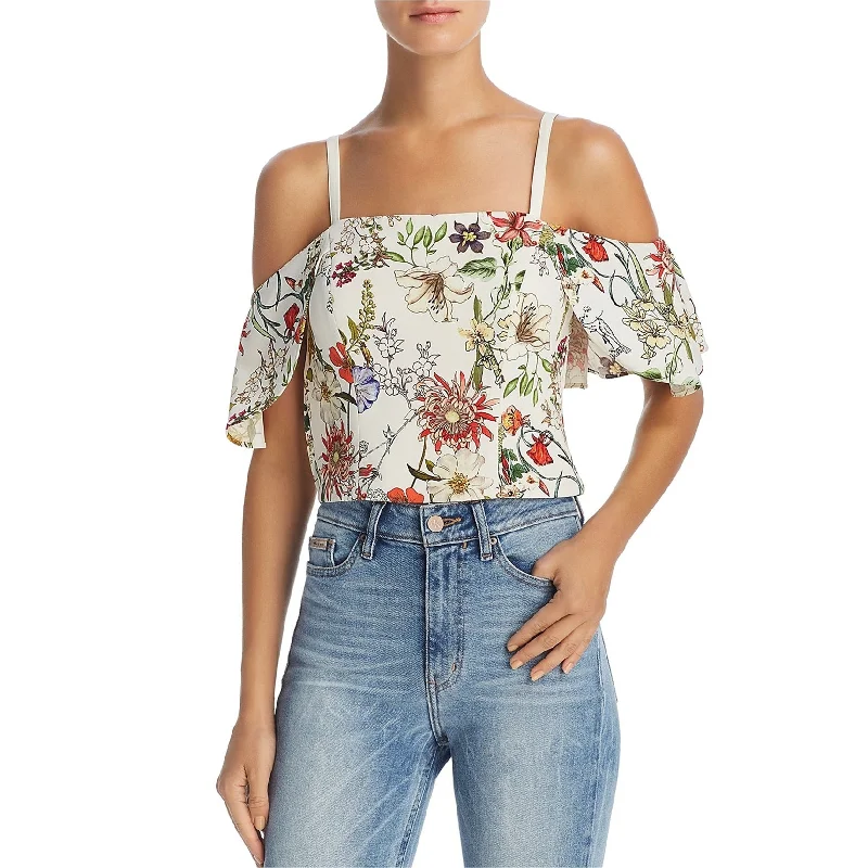 Parker Womens Floral Print Cold Shoulder Blouse, Multicoloured, Medium Stylish Women's Tropical Parker Womens Floral Print Cold Shoulder Blouse, Multicoloured, Medium Stylish Women's Tropical
