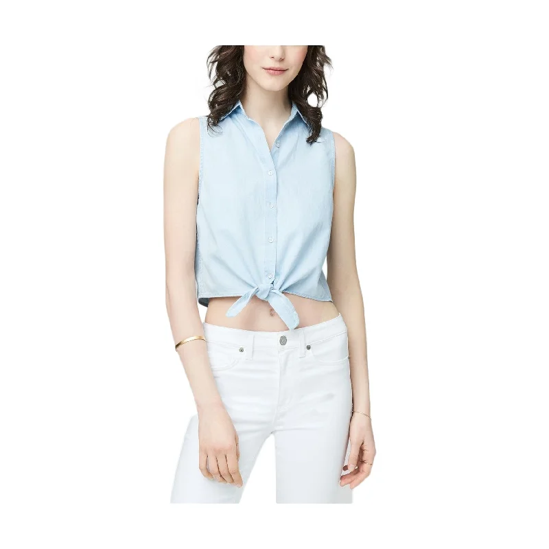 Aeropostale Womens Denim Button Up Shirt, Blue, X-Large Sporty Women's Athleisure 