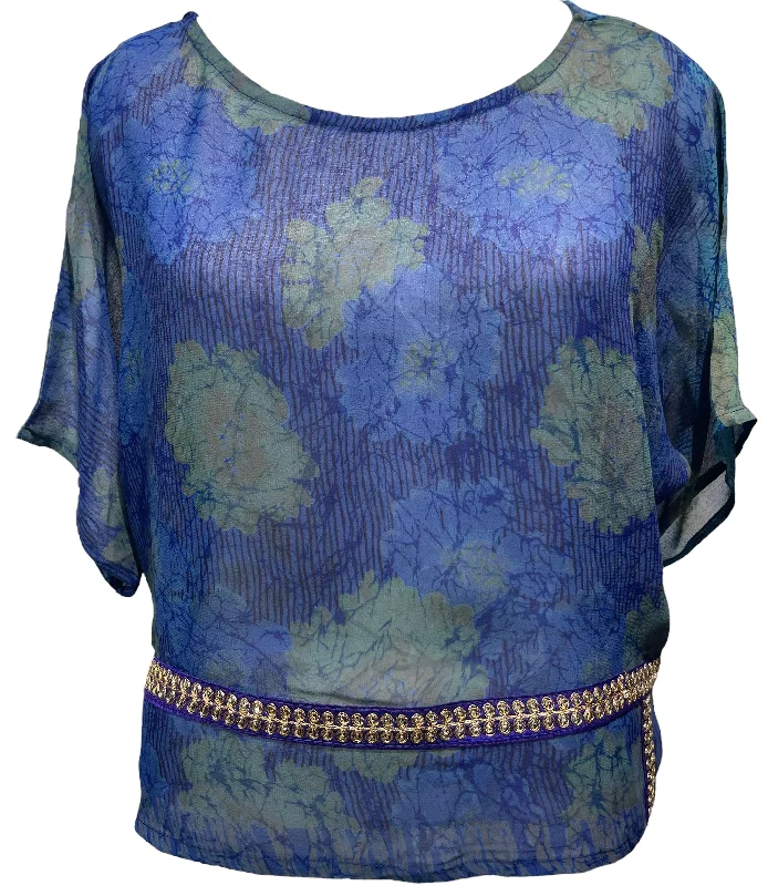 PRG3051  Sheer Avatar Pure Silk Boxy Top Youthful Women's Pop
