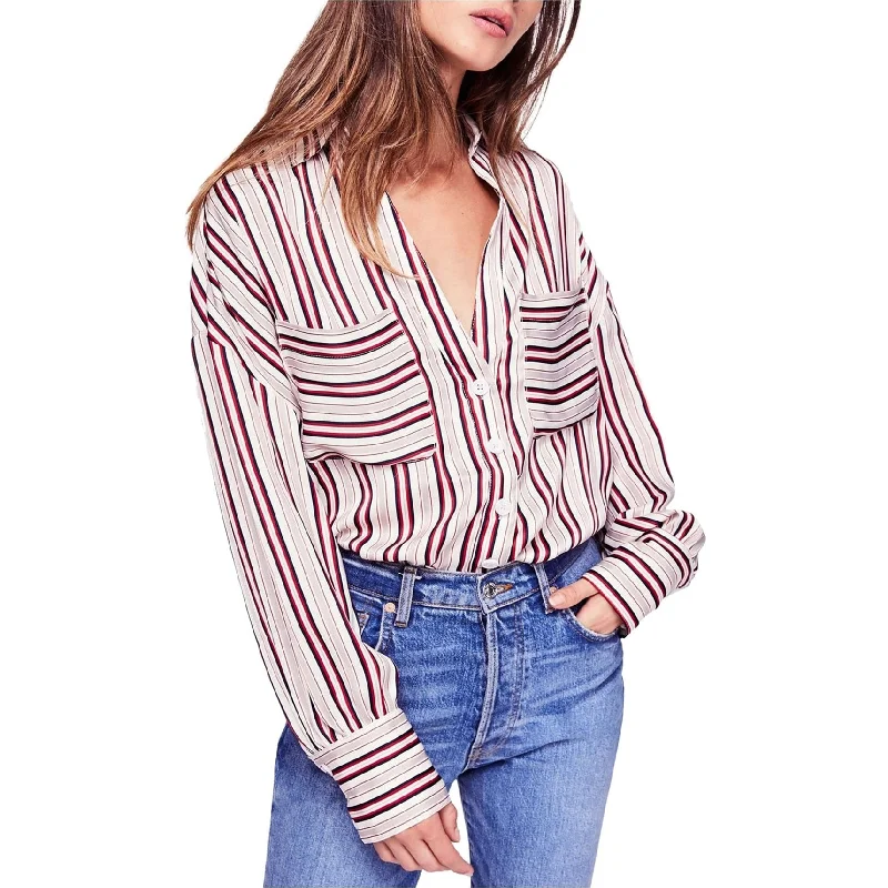 Free People Womens Striped Button Up Shirt Bold Women's Statement