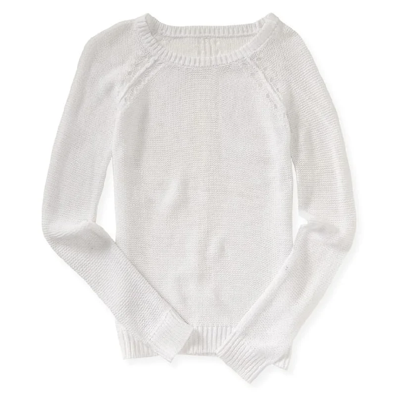 Aeropostale Womens Open Dot Knit Sweater, White, Large Sophisticated Women's Tailored