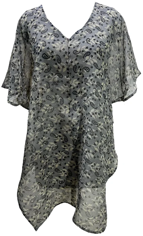 PRG5710 Sheer Avatar Pure Silk Waterfall Top Monochromatic All - in - one