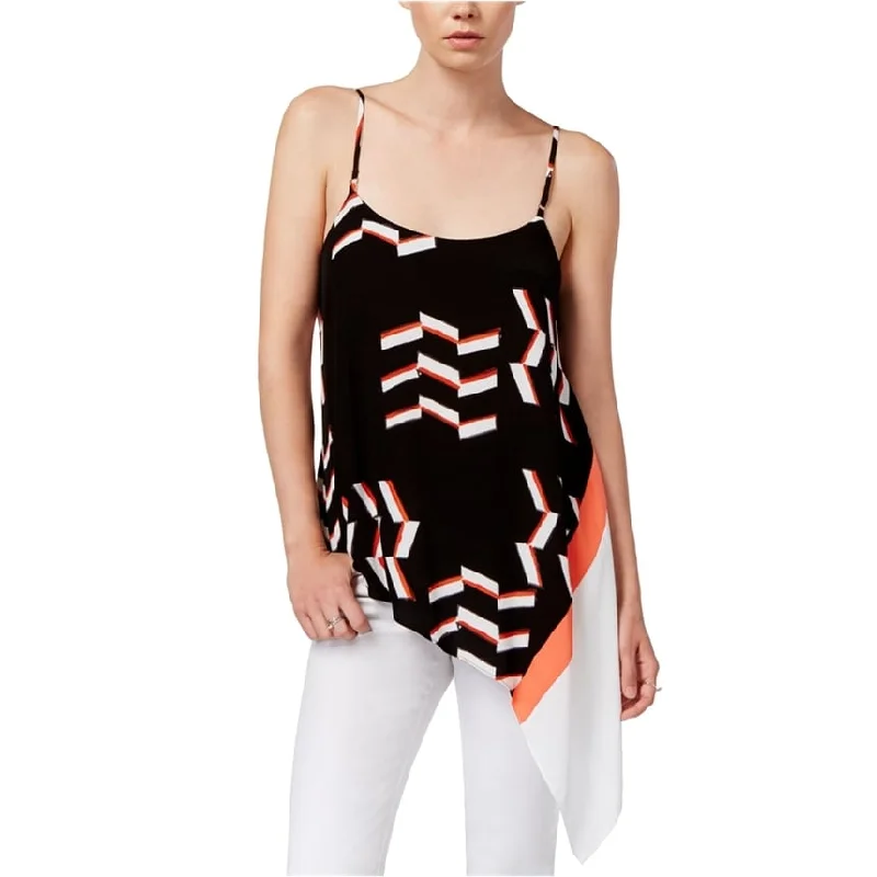 Rachel Roy Womens Printed Draped Tank Top, Black, Large British Gentlewoman Style