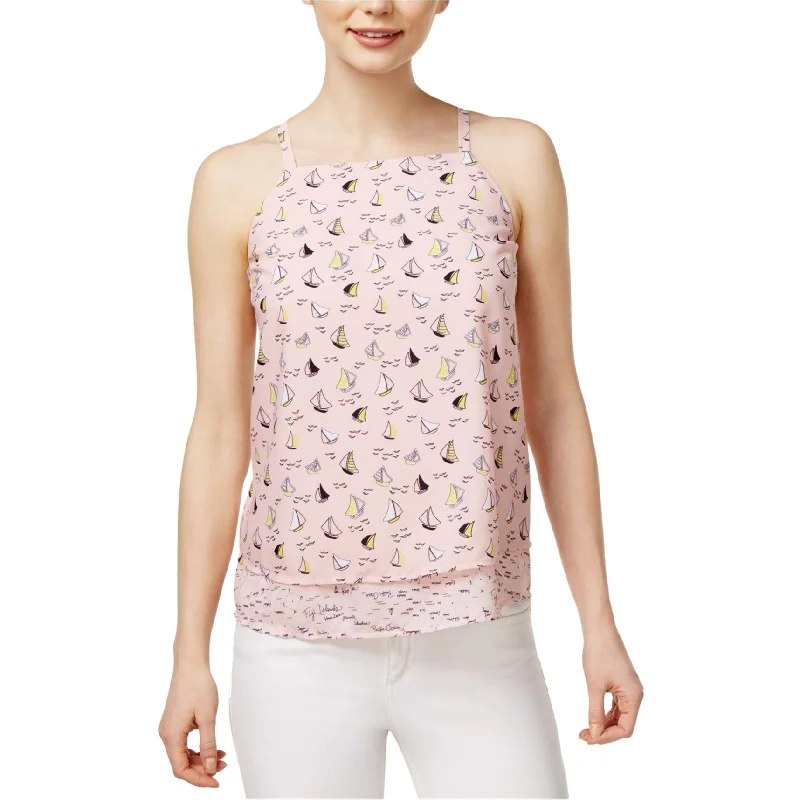 maison Jules Womens Anchor-Print Tank Top, Pink, Medium Preppy Women's College