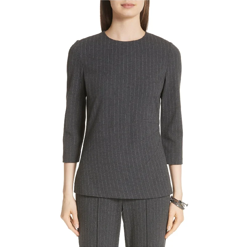 St. John Womens Pinstripe Jersey, Grey, 14 Sporty Women's Athleisure 