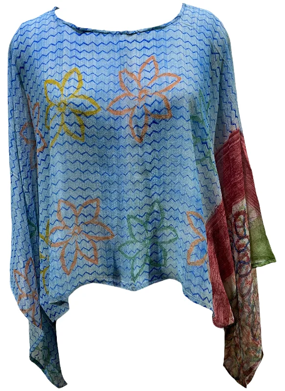 PRG5435 Sheer Avatar Pure Silk Kimono-Sleeved Top Business