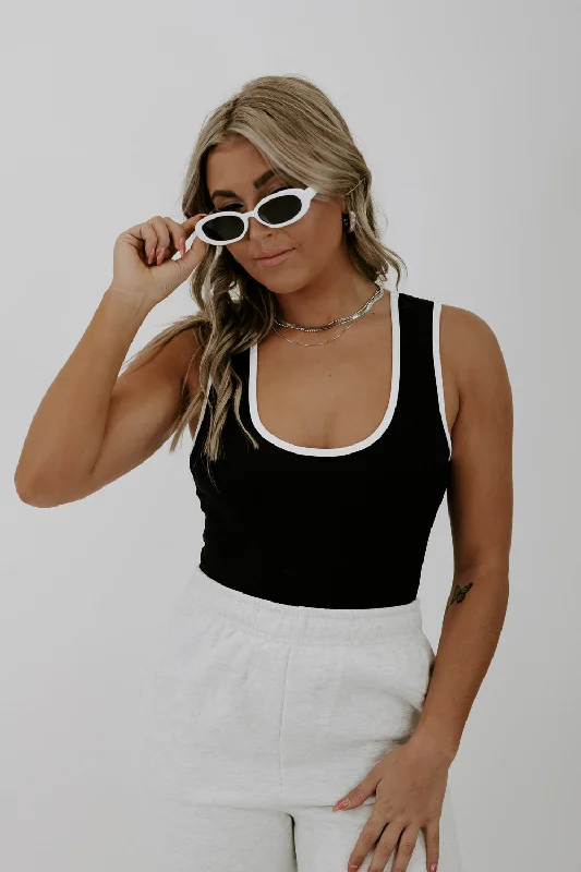 Vibing Contrast Lining Bodysuit , Black Rugged Women's Outdoor 