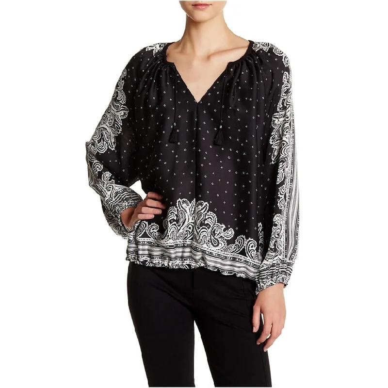Rachel Roy Womens Filigree Peasant Blouse, Black, Medium Rugged Women's Outdoor 