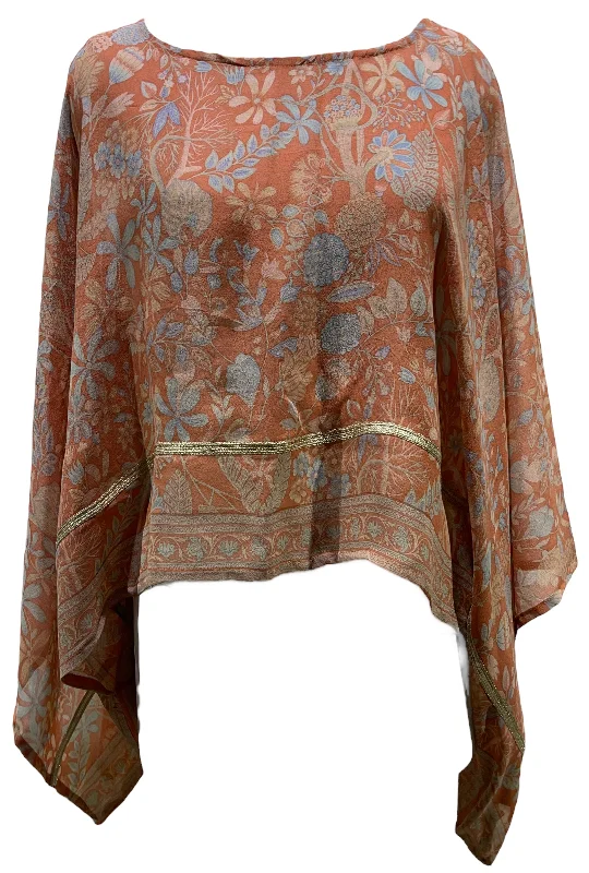 PRG4937  Sheer Avatar Pure Silk Kimono-Sleeved Top performance
