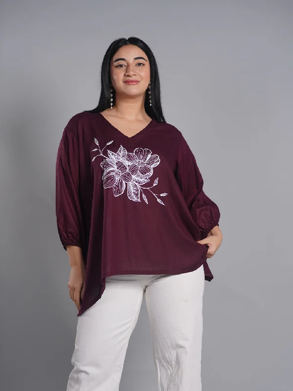 Wine Rayon Top - Aliferous Scandinavian