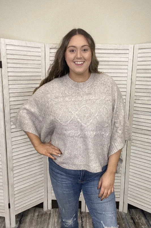 Secret Touch Women's Two Tone Cable Knit Cropped Sweater Sporty Women's Tennis