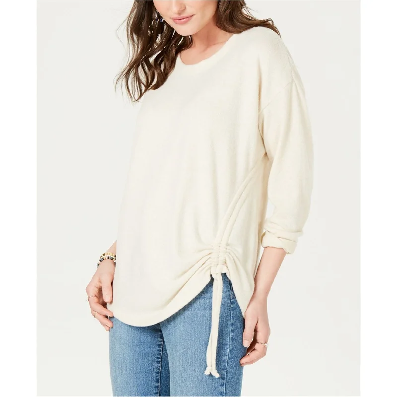 Style & Co. Womens Ruched Tie Pullover Sweater, Beige, Large Cashmere
