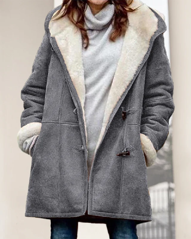 Solid Hooded casual coat Unique Women's Upcycled
