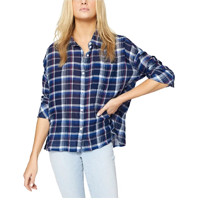 Sanctuary Clothing Womens Mod Boyfriend Button Up Shirt, Blue, Medium French