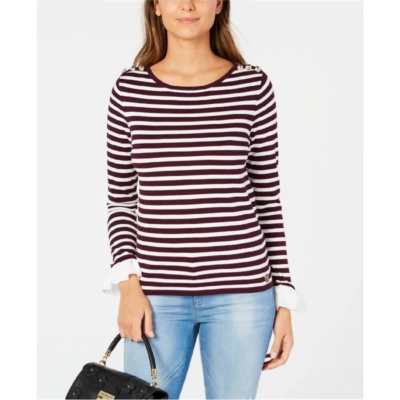 Tommy Hilfiger Womens Ruffle-Cuff Pullover Sweater, Purple, X-Large French