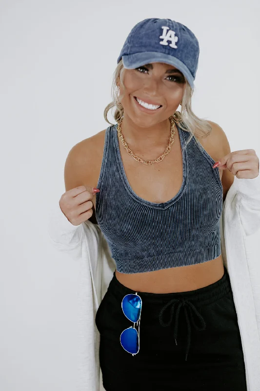 Daily Wear Cropped Tank, Black Unique Women's Upcycled
