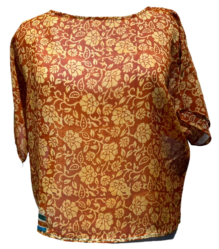 PRG2808 Tove Jansson Sheer Avatar Pure Silk Boxy Top Edgy Women's Punk