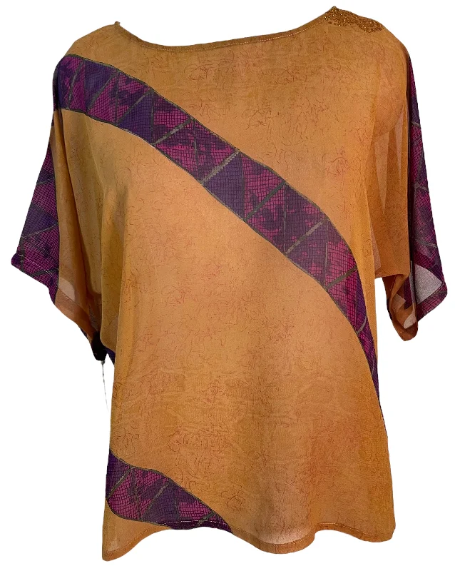 PRG6130 Sheer Avatar Pure Silk Side Slit Top Dynamic Women's Moto