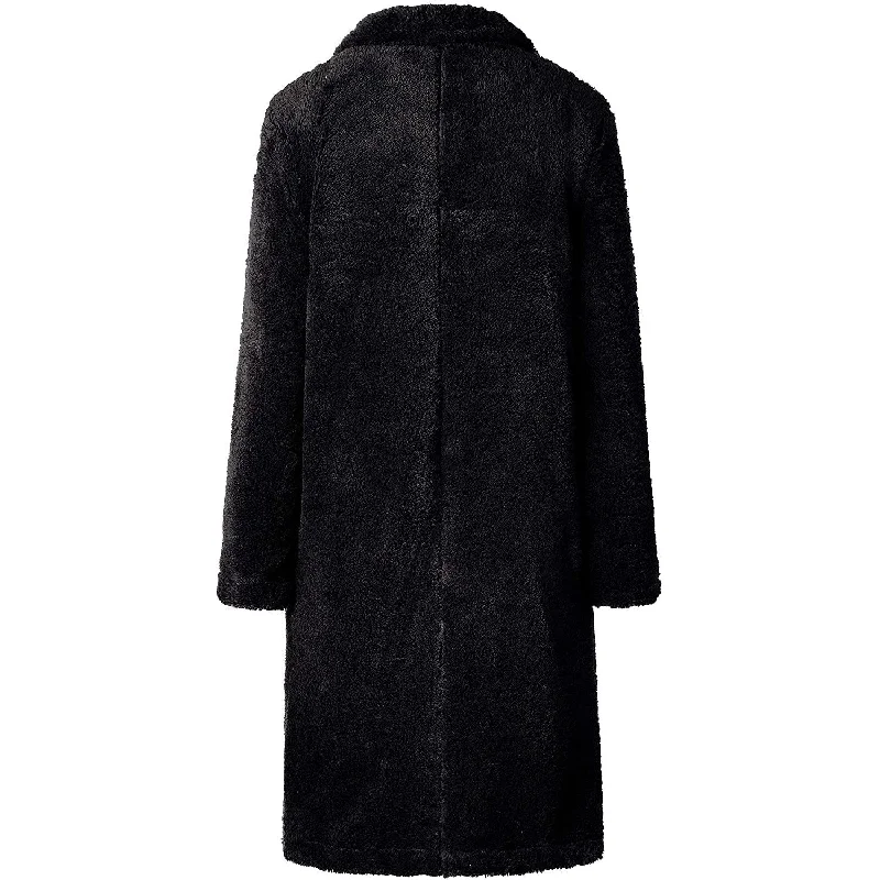 Women's Fuzzy Fleece Lapel Open Front Long Cardigan Coat Vintage Women's 1970S 