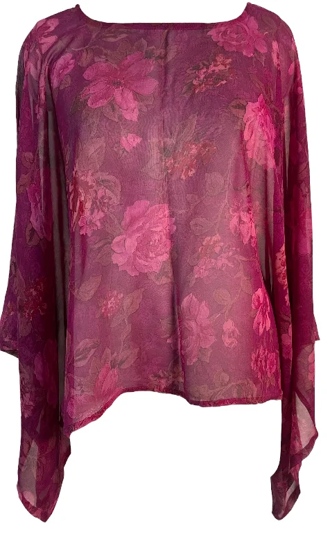 PRC5950 Avatar Pure Silk Kimono-Sleeved Top Trendy Women's Oversized