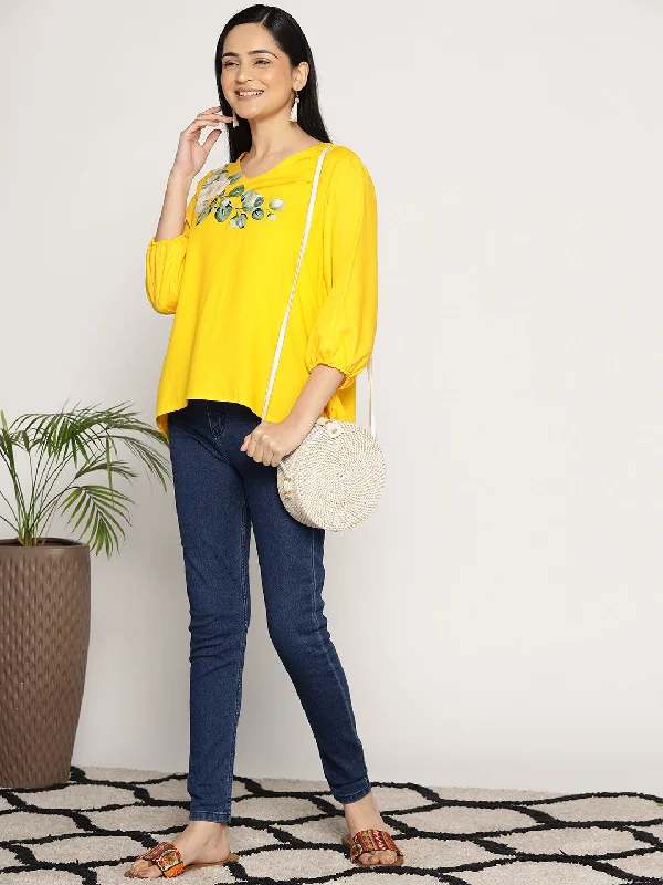Yellow Rayon Top - PoppyMingle Country