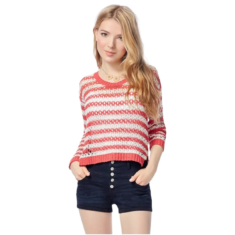 Aeropostale Womens Crochet Knit Sweater, Red, X-Large Luxurious Women's High -  end