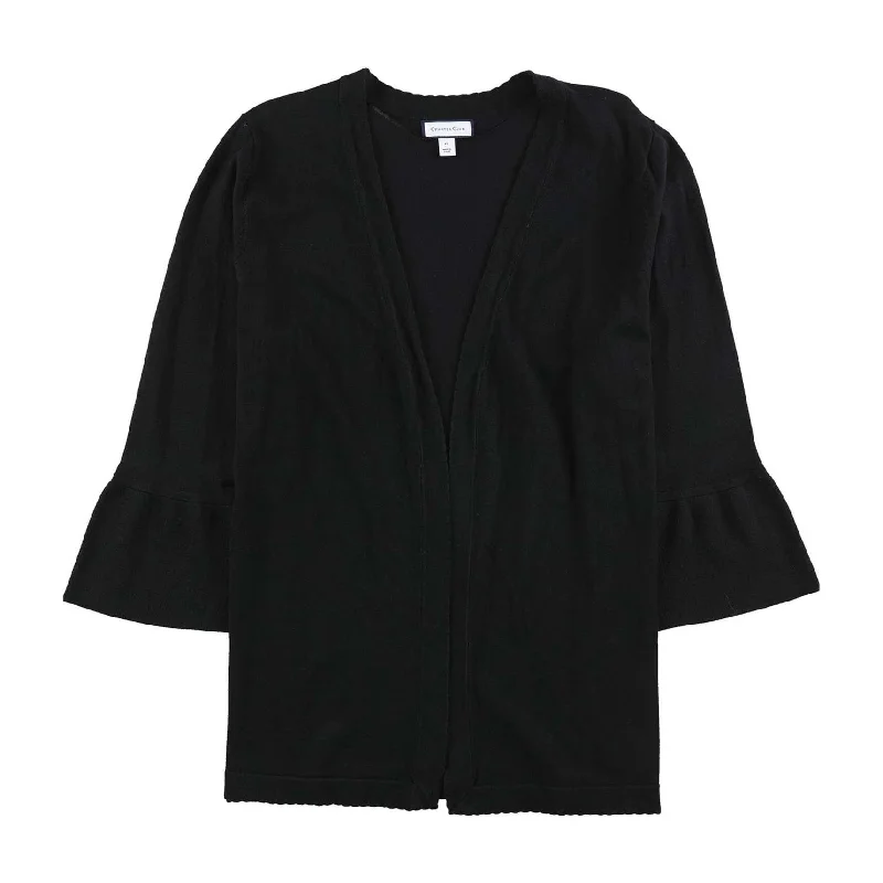 Charter Club Womens Bell-Sleeve Cardigan Sweater, Black, X-Large Earthy Women's Hemp - based