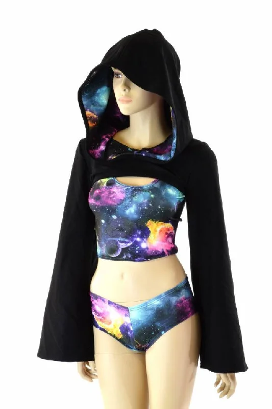 Black Soft Knit Galaxy Bolero Cool Women's Distressed