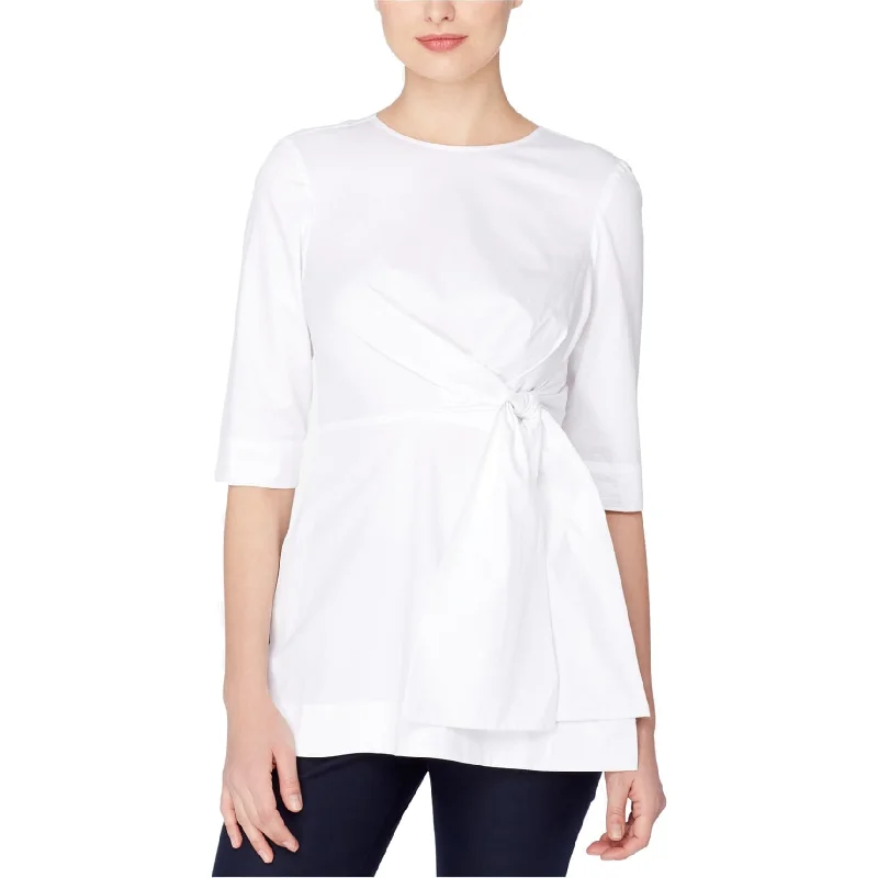 Catherine Malandrino Womens Side Tie Tunic Blouse, White, 6 Athletic Women's 