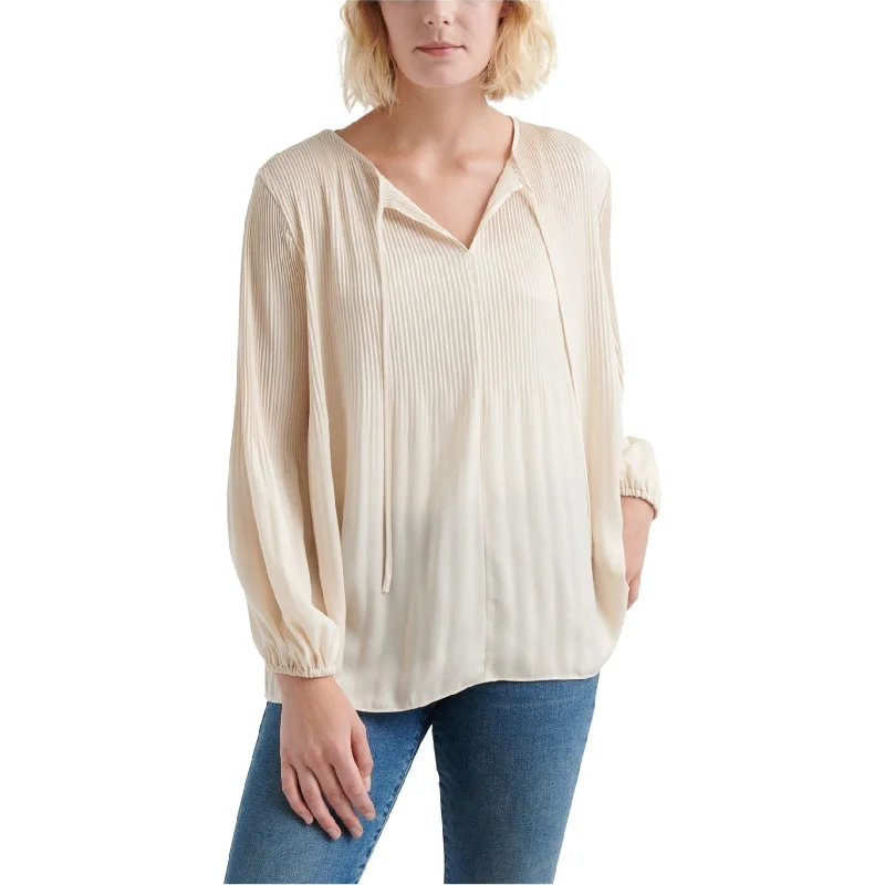 Lucky Brand Womens Pleated Peasant Blouse Preppy Women's College