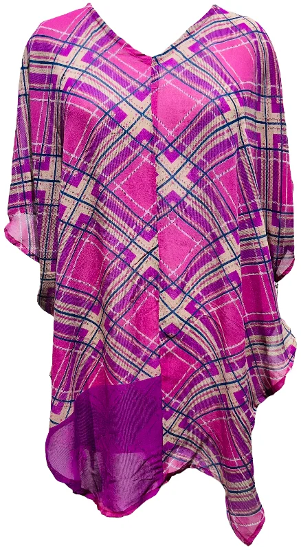 PRG3419 Ginny Arnell Sheer Avatar Pure Silk Waterfall Top Sleek Women's 