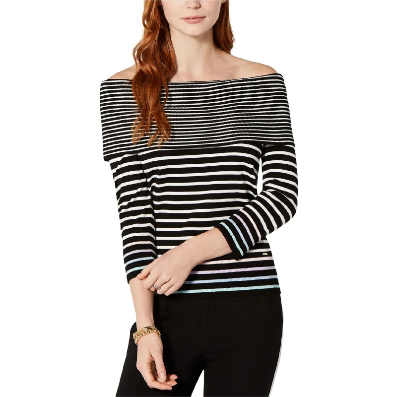 Tommy Hilfiger Womens Contrast Stripe Knit Sweater Laid - back Women's Style