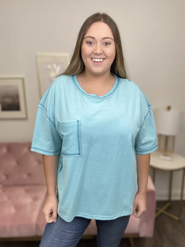 Seaglass Women's Oversized Front Pocket Short Sleeve Tee Women