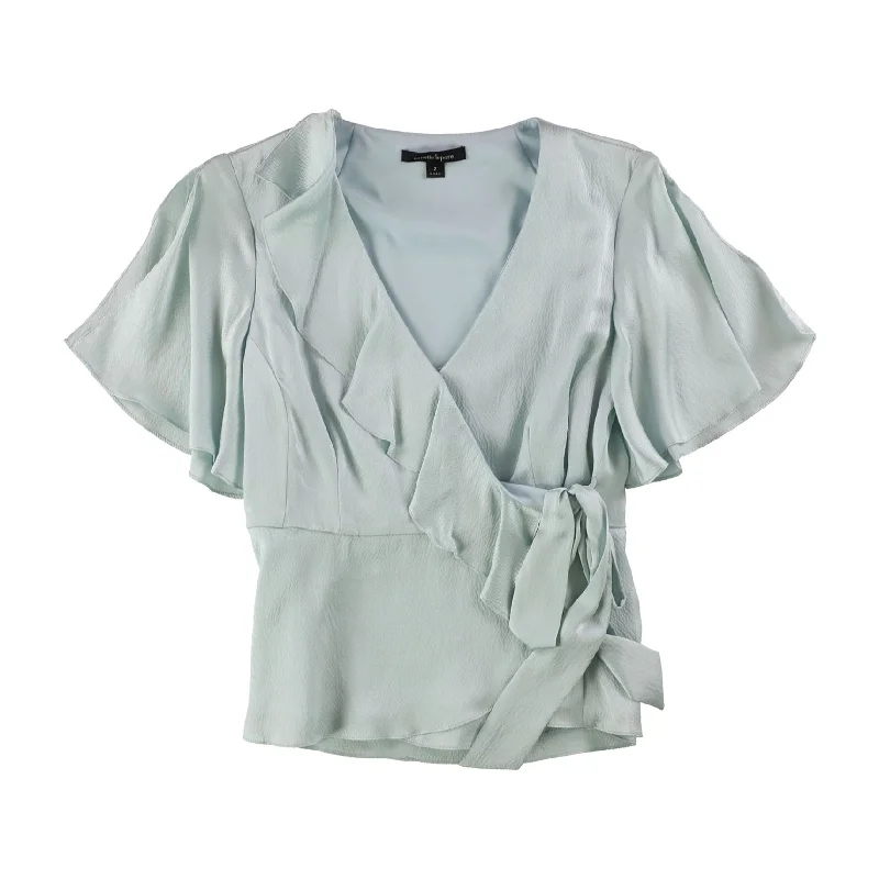Nanette Lepore Womens Ruffled Faux Wrap Blouse Modern Women's Tech