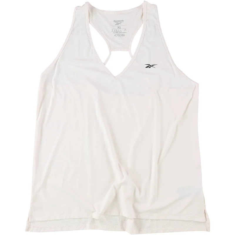 Reebok Womens Solid Racerback Tank Top, Pink, Large Refined Women's 