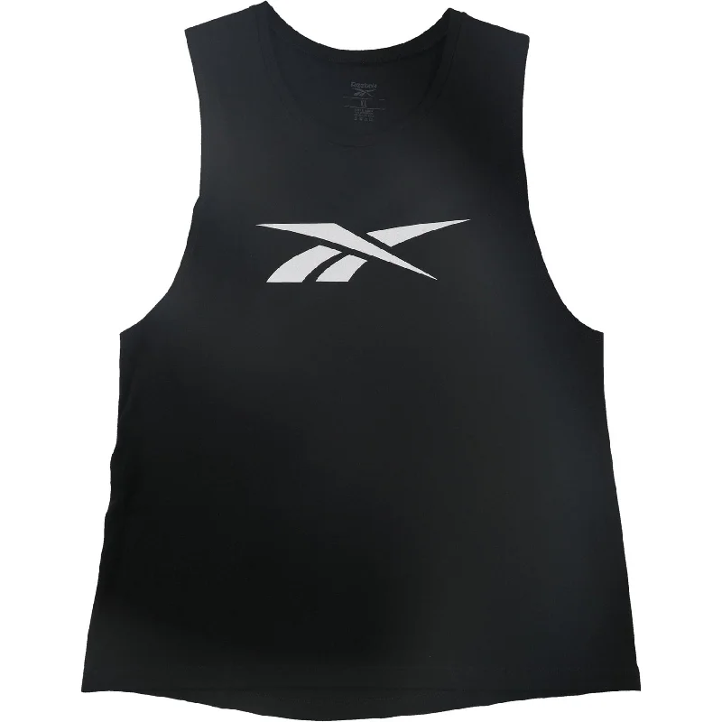 Reebok Womens Logo Tank Top, Black, Medium Disco