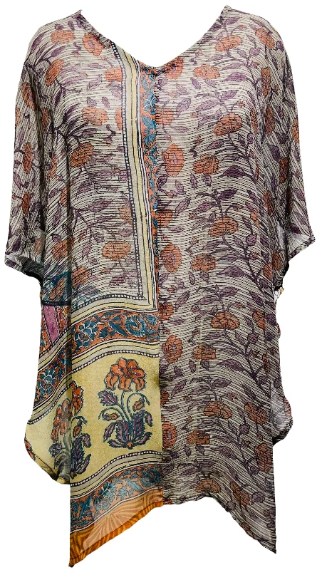 PRG3378 Cynthia Lockhart Sheer Avatar Pure Silk Waterfall Top Elegant Women's Formal 