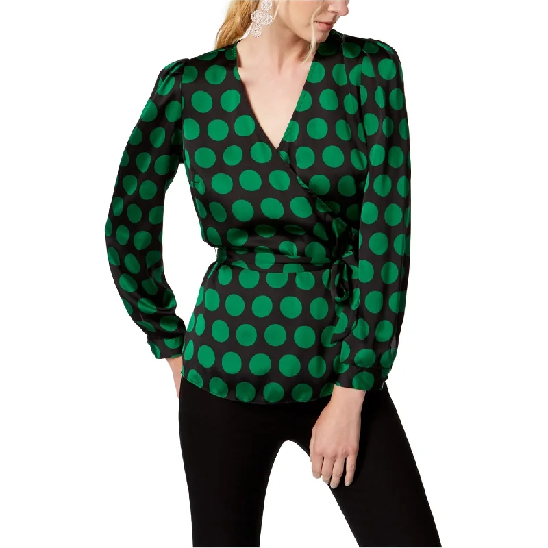 I-N-C Womens Dot Print Wrap Blouse Modern Women's Tech